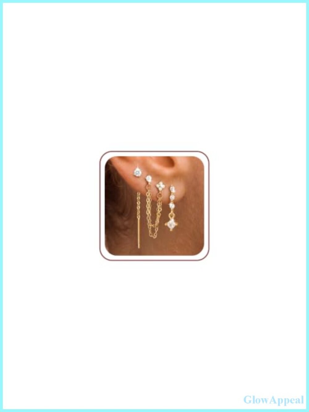 Dangle Earrings 4 Pairs Dainty 14K Gold Plated for Women